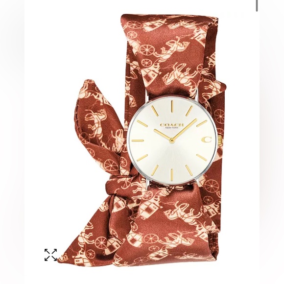 Coach Perry Horse Carriage Satin Scarf Watch - Orange - Picture 3 of 7